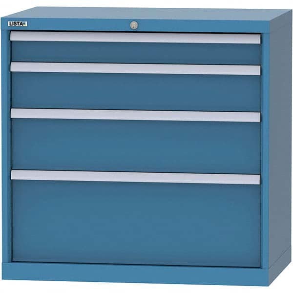 LISTA - 4 Drawer, 84 Compartment Bright Blue Steel Modular Storage Cabinet - Caliber Tooling