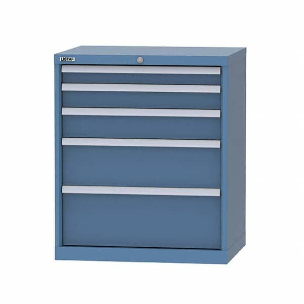 LISTA - 5 Drawer, 124 Compartment Bright Blue Steel Modular Storage Cabinet - Caliber Tooling