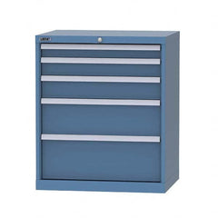 LISTA - 5 Drawer, 124 Compartment Bright Blue Steel Modular Storage Cabinet - Caliber Tooling