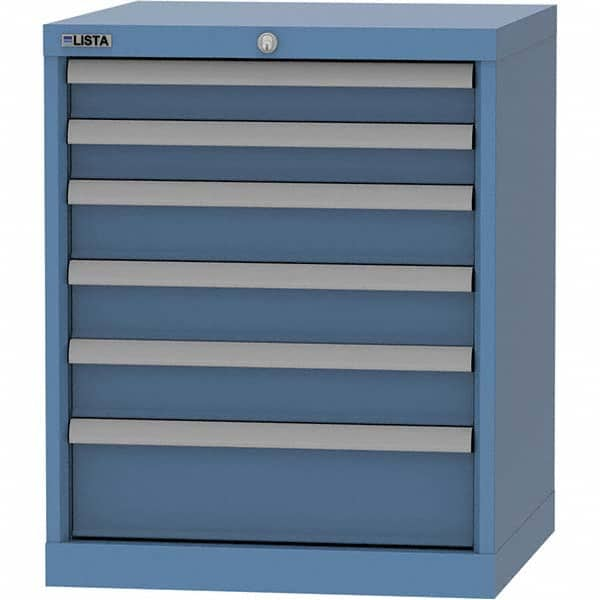 LISTA - 6 Drawer, 84 Compartment Bright Blue Steel Modular Storage Cabinet - Caliber Tooling