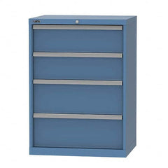 LISTA - 4 Drawer, 124 Compartment Bright Blue Steel Modular Storage Cabinet - Caliber Tooling