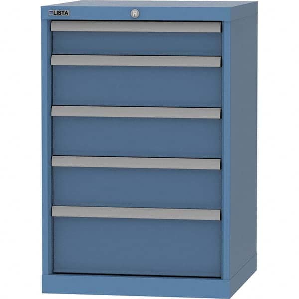 LISTA - 5 Drawer, 84 Compartment Bright Blue Steel Modular Storage Cabinet - Caliber Tooling