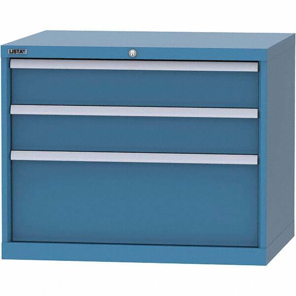 LISTA - 3 Drawer, 84 Compartment Bright Blue Steel Modular Storage Cabinet - Caliber Tooling