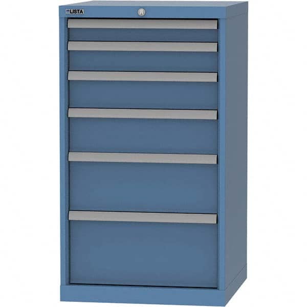 LISTA - 6 Drawer, 84 Compartment Bright Blue Steel Modular Storage Cabinet - Caliber Tooling