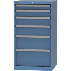 LISTA - 6 Drawer, 84 Compartment Bright Blue Steel Modular Storage Cabinet - Caliber Tooling