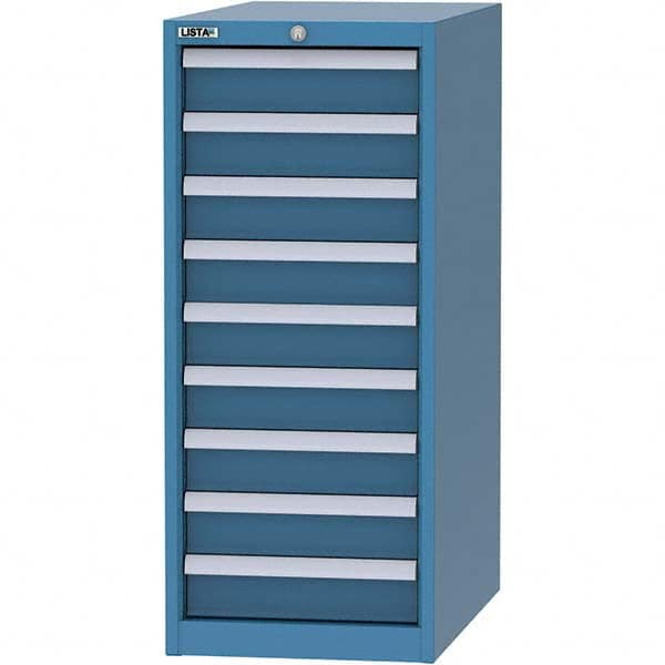 LISTA - 9 Drawer, 45 Compartment Bright Blue Steel Modular Storage Cabinet - Caliber Tooling