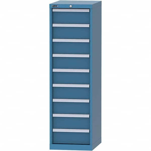 LISTA - 9 Drawer, 45 Compartment Bright Blue Steel Modular Storage Cabinet - Caliber Tooling