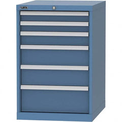 LISTA - 6 Drawer, 99 Compartment Bright Blue Steel Modular Storage Cabinet - Caliber Tooling