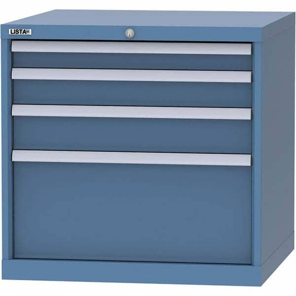 LISTA - 4 Drawer, 45 Compartment Bright Blue Steel Modular Storage Cabinet - Caliber Tooling