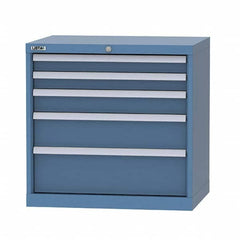 LISTA - 5 Drawer, 124 Compartment Bright Blue Steel Modular Storage Cabinet - Exact Industrial Supply