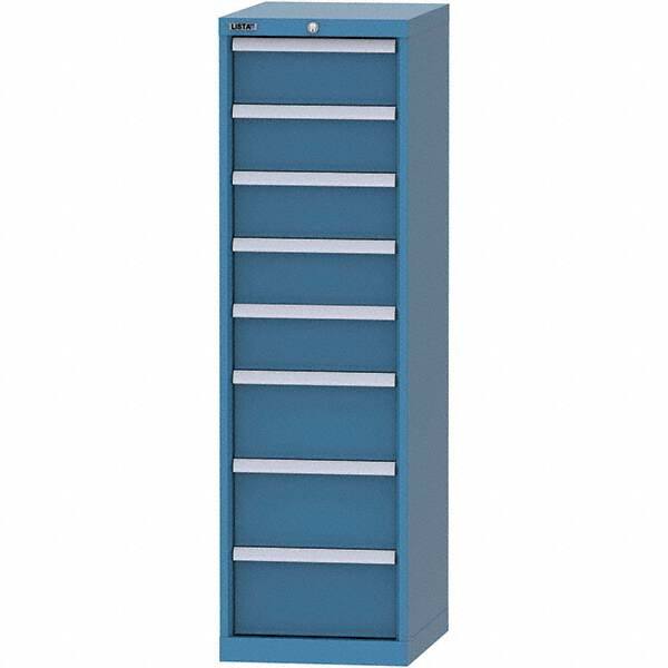 LISTA - 8 Drawer, 216 Compartment Bright Blue Steel Modular Storage Cabinet - Caliber Tooling