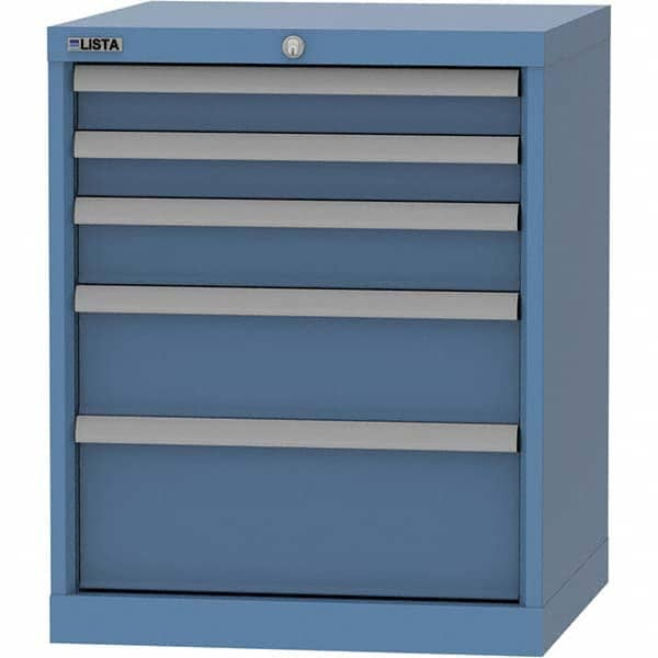 LISTA - 5 Drawer, 84 Compartment Bright Blue Steel Modular Storage Cabinet - Caliber Tooling