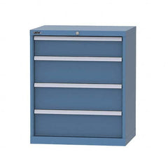 LISTA - 4 Drawer, 124 Compartment Bright Blue Steel Modular Storage Cabinet - Caliber Tooling