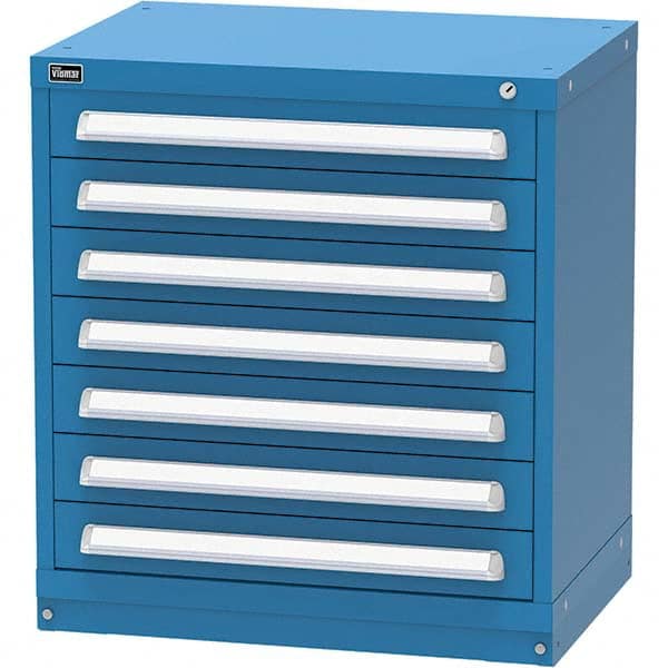 Vidmar - 7 Drawer, 45 Compartment Bright Blue Steel Modular Storage Cabinet - Caliber Tooling