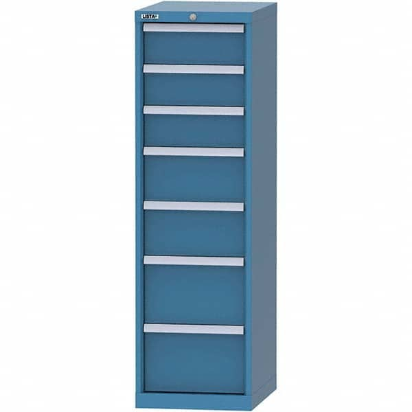 LISTA - 7 Drawer, 216 Compartment Bright Blue Steel Modular Storage Cabinet - Caliber Tooling