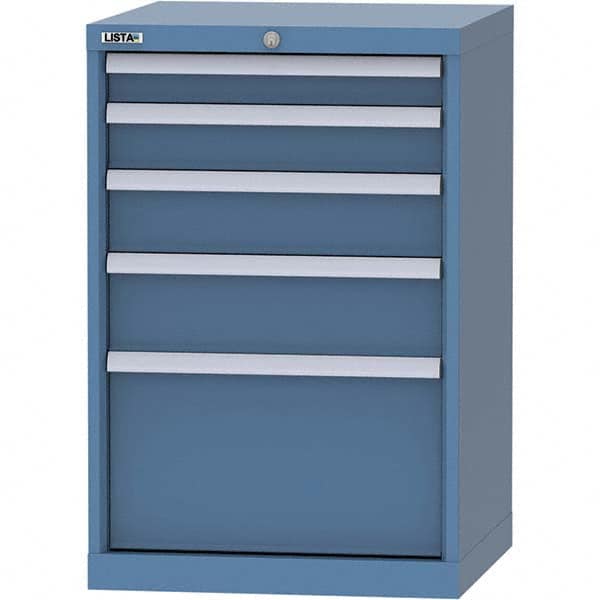 LISTA - 5 Drawer, 84 Compartment Bright Blue Steel Modular Storage Cabinet - Caliber Tooling