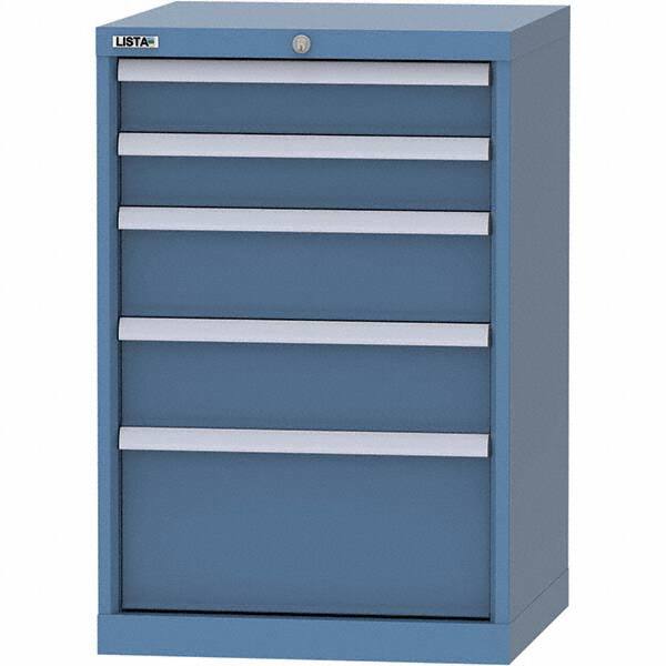 LISTA - 5 Drawer, 84 Compartment Bright Blue Steel Modular Storage Cabinet - Caliber Tooling