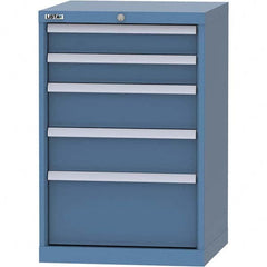 LISTA - 5 Drawer, 84 Compartment Bright Blue Steel Modular Storage Cabinet - Caliber Tooling