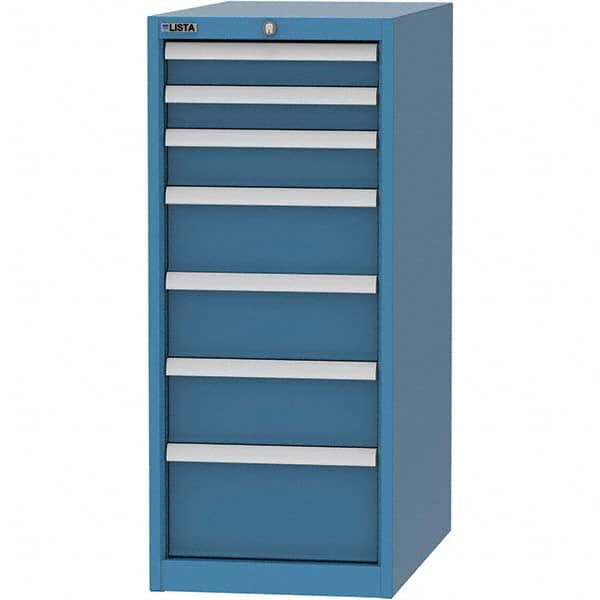 LISTA - 7 Drawer, 45 Compartment Bright Blue Steel Modular Storage Cabinet - Caliber Tooling