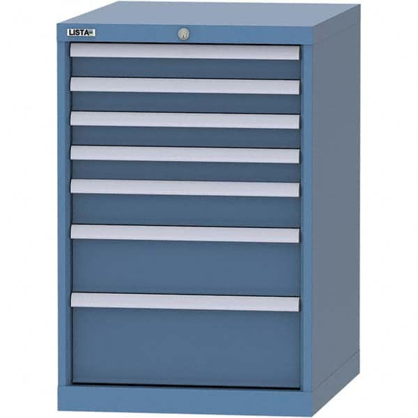 LISTA - 7 Drawer, 99 Compartment Bright Blue Steel Modular Storage Cabinet - Caliber Tooling