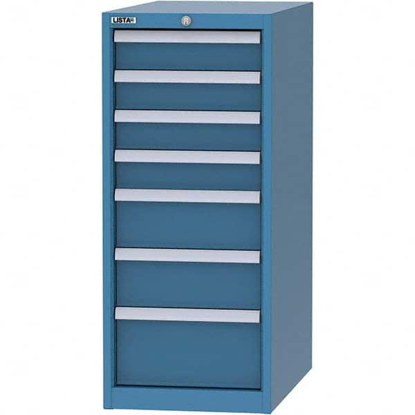 LISTA - 7 Drawer, 45 Compartment Bright Blue Steel Modular Storage Cabinet - Caliber Tooling