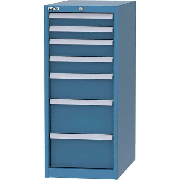 LISTA - 7 Drawer, 45 Compartment Bright Blue Steel Modular Storage Cabinet - Caliber Tooling