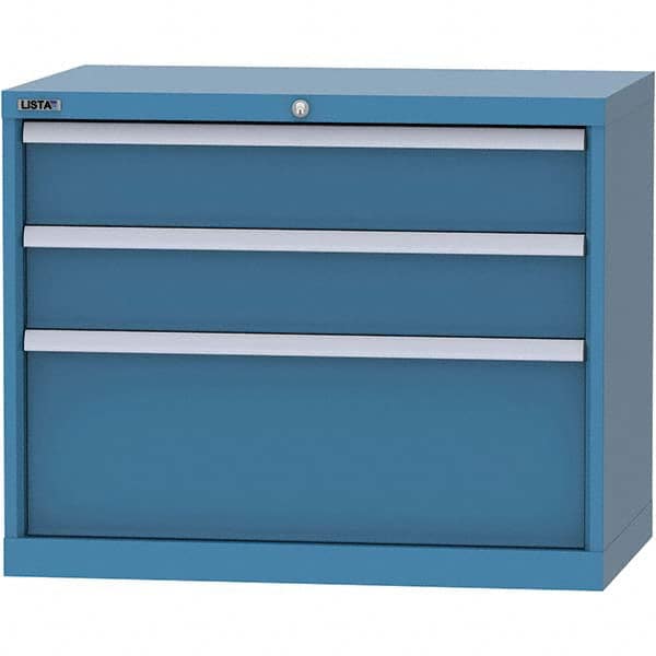 LISTA - 3 Drawer, 84 Compartment Bright Blue Steel Modular Storage Cabinet - Caliber Tooling