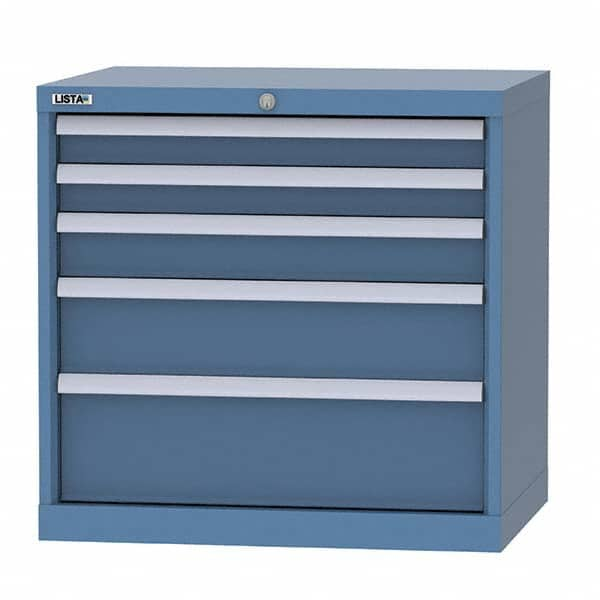 LISTA - 3 Drawer, 124 Compartment Bright Blue Steel Modular Storage Cabinet - Caliber Tooling