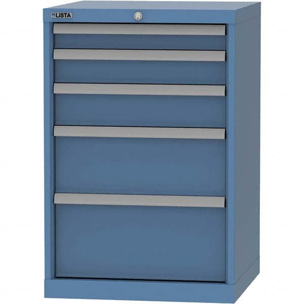 LISTA - 5 Drawer, 84 Compartment Bright Blue Steel Modular Storage Cabinet - Caliber Tooling