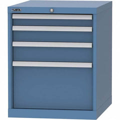 LISTA - 4 Drawer, 99 Compartment Bright Blue Steel Modular Storage Cabinet - Exact Industrial Supply