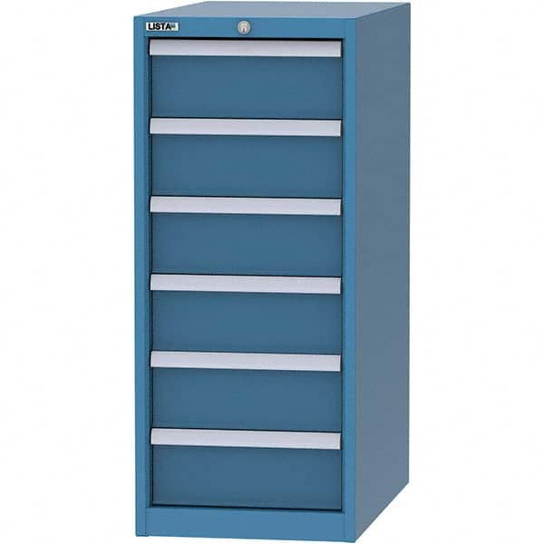 LISTA - 6 Drawer, 45 Compartment Bright Blue Steel Modular Storage Cabinet - Caliber Tooling