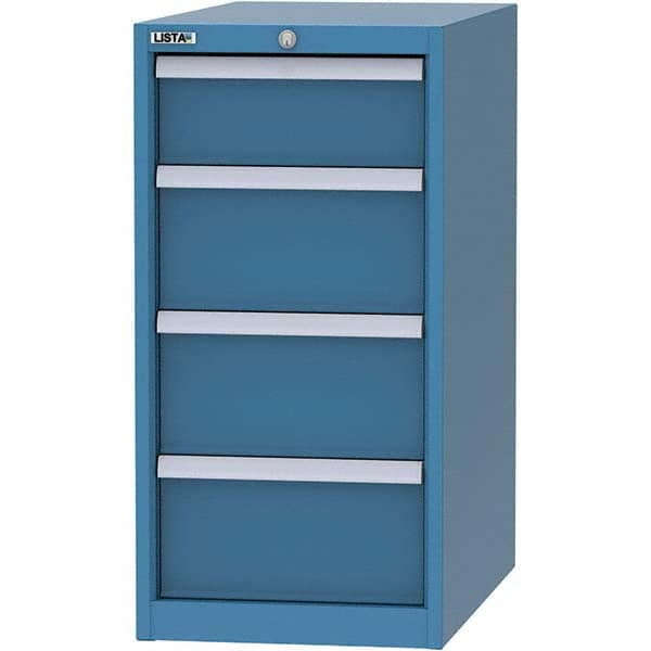 LISTA - 4 Drawer, 45 Compartment Bright Blue Steel Modular Storage Cabinet - Caliber Tooling