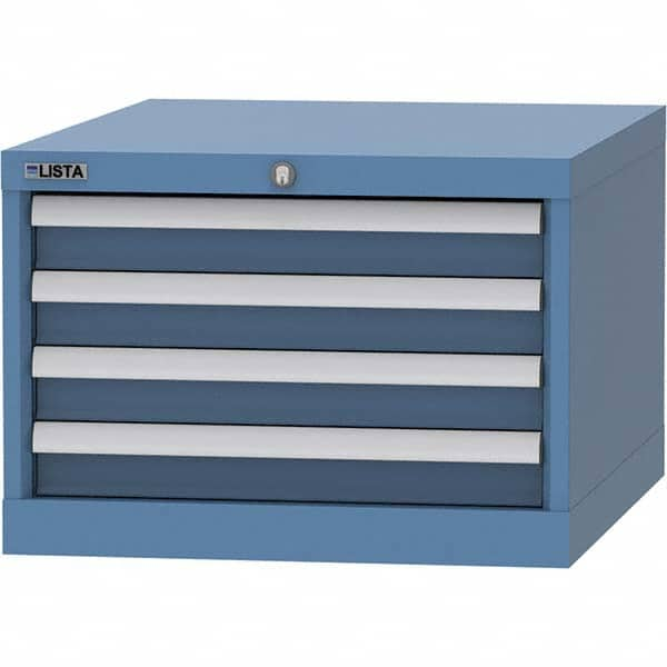 LISTA - 4 Drawer, 99 Compartment Bright Blue Steel Modular Storage Cabinet - Caliber Tooling