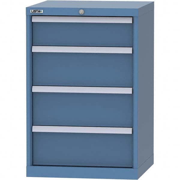 LISTA - 4 Drawer, 84 Compartment Bright Blue Steel Modular Storage Cabinet - Caliber Tooling