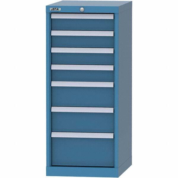 LISTA - 7 Drawer, 216 Compartment Bright Blue Steel Modular Storage Cabinet - Caliber Tooling