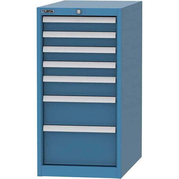 LISTA - 7 Drawer, 45 Compartment Bright Blue Steel Modular Storage Cabinet - Caliber Tooling