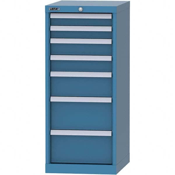 LISTA - 7 Drawer, 216 Compartment Bright Blue Steel Modular Storage Cabinet - Caliber Tooling