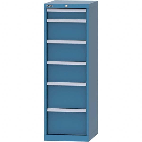 LISTA - 6 Drawer, 216 Compartment Bright Blue Steel Modular Storage Cabinet - Caliber Tooling