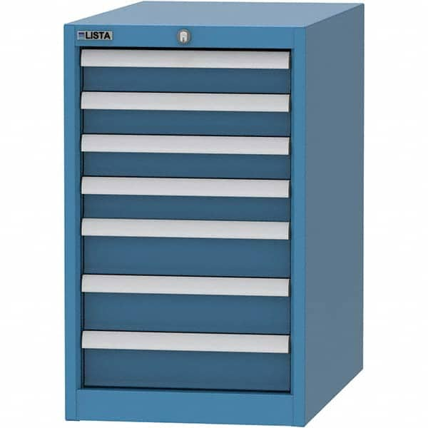 LISTA - 7 Drawer, 45 Compartment Bright Blue Steel Modular Storage Cabinet - Caliber Tooling