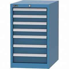 LISTA - 7 Drawer, 45 Compartment Bright Blue Steel Modular Storage Cabinet - Caliber Tooling