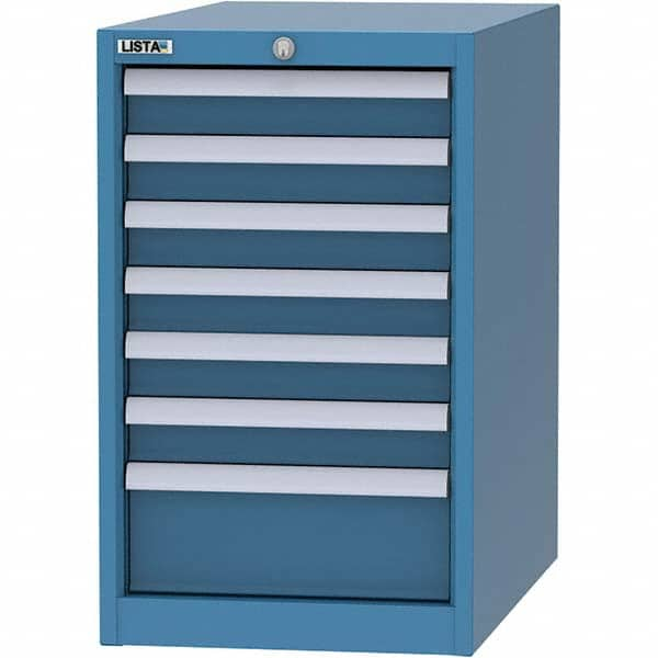 LISTA - 7 Drawer, 45 Compartment Bright Blue Steel Modular Storage Cabinet - Caliber Tooling