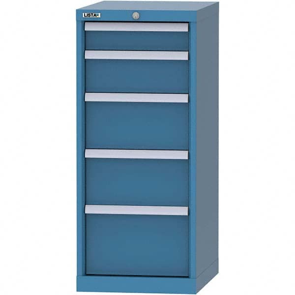 LISTA - 5 Drawer, 216 Compartment Bright Blue Steel Modular Storage Cabinet - Caliber Tooling