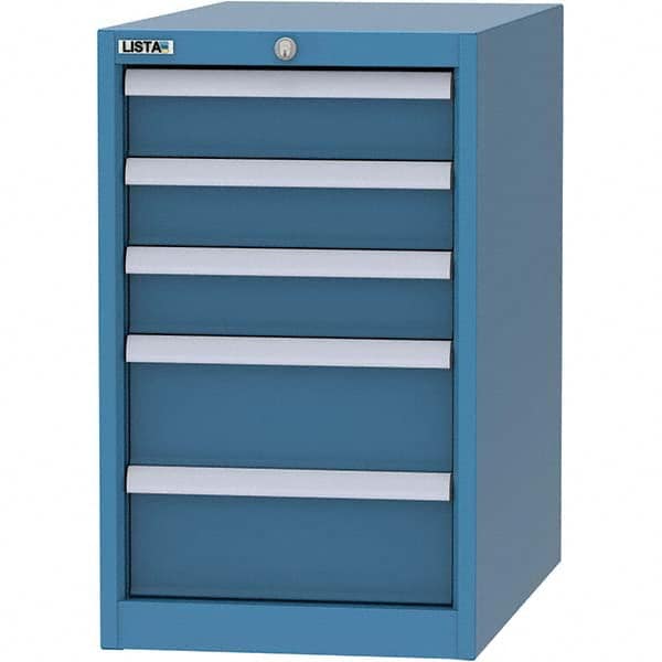 LISTA - 5 Drawer, 45 Compartment Bright Blue Steel Modular Storage Cabinet - Caliber Tooling