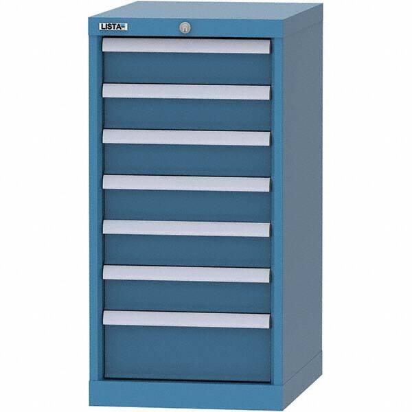 LISTA - 7 Drawer, 216 Compartment Bright Blue Steel Modular Storage Cabinet - Caliber Tooling