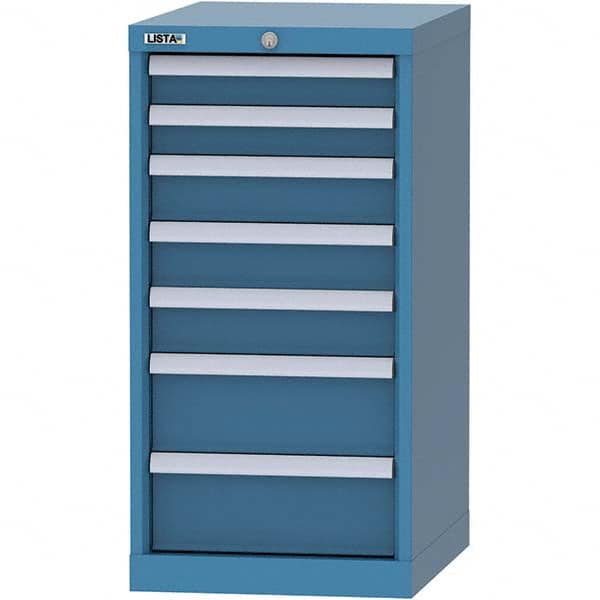 LISTA - 7 Drawer, 216 Compartment Bright Blue Steel Modular Storage Cabinet - Caliber Tooling