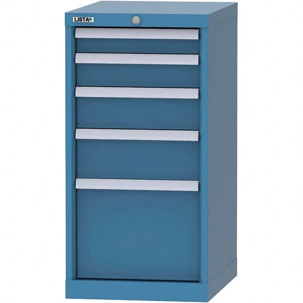 LISTA - 5 Drawer, 216 Compartment Bright Blue Steel Modular Storage Cabinet - Caliber Tooling