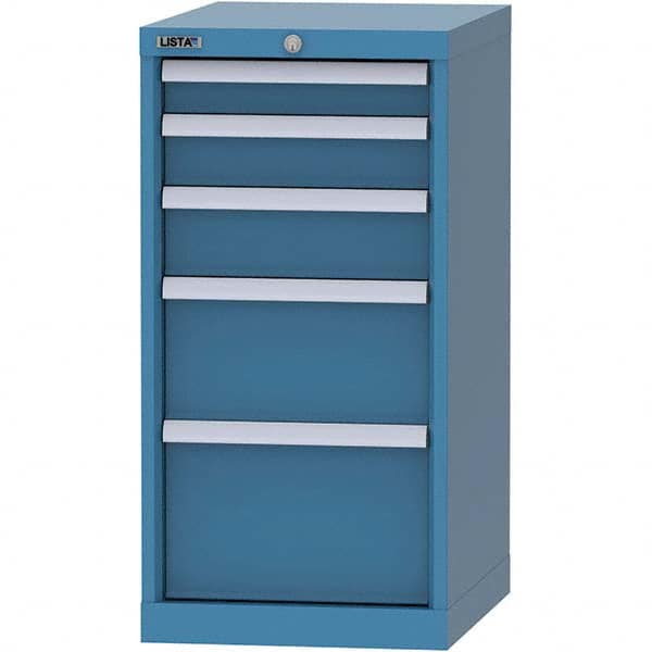 LISTA - 5 Drawer, 216 Compartment Bright Blue Steel Modular Storage Cabinet - Caliber Tooling