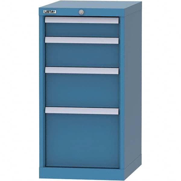 LISTA - 4 Drawer, 216 Compartment Bright Blue Steel Modular Storage Cabinet - Exact Industrial Supply