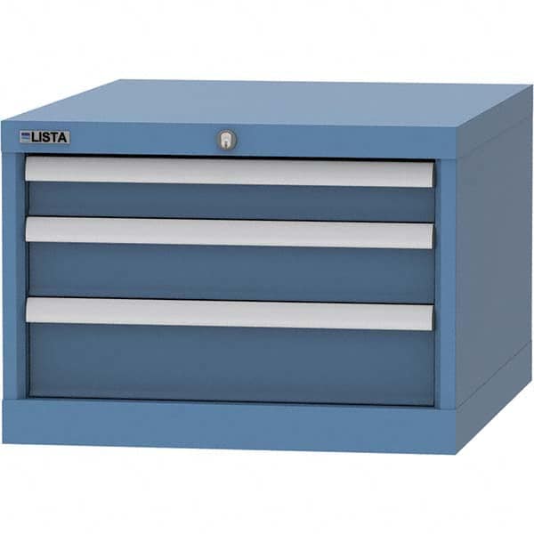 LISTA - 3 Drawer, 99 Compartment Bright Blue Steel Modular Storage Cabinet - Caliber Tooling