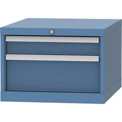 LISTA - 2 Drawer, 99 Compartment Bright Blue Steel Modular Storage Cabinet - Exact Industrial Supply